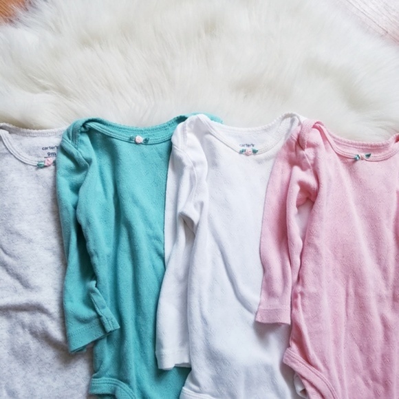 Carter's 4 Piece Set Baby Girl Long Sleeve Onesie - Picture 2 of 8